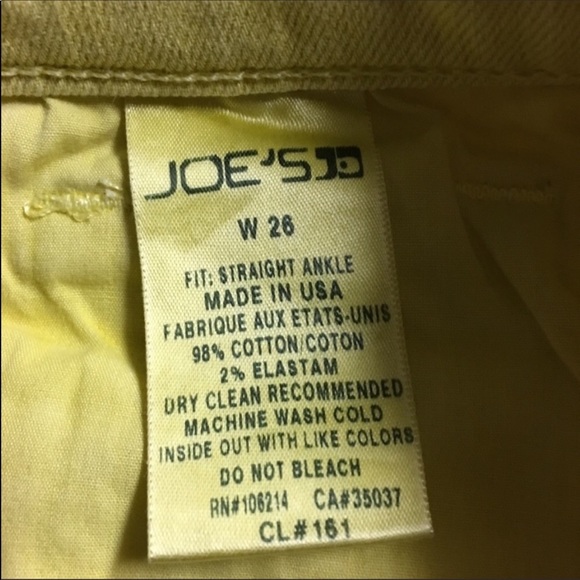 Joe’s NEW Yellow Straight Leg Jeans - Picture 8 of 8